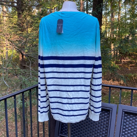 NWT Guess blue/white striped knit top Sz XXL - Picture 3 of 7